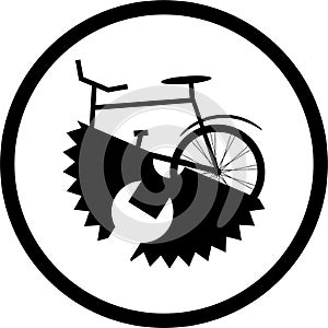 Black logo with the image of an asterisk, a wrench and a bicycle